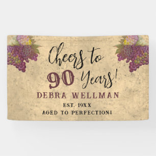 Banderoles Vin Élégant 90e Anniversaire À 90 Ans