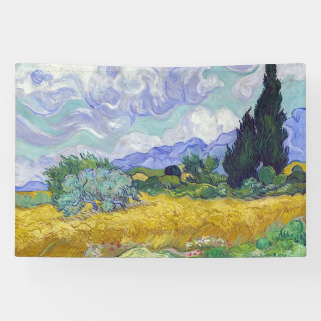 Banderoles Vincent Van Gogh - Champ de blé avec cyprès (Horizontal)