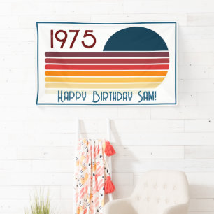Banderoles Vintage 1975 Retro Stripe Sun 50e anniversaire