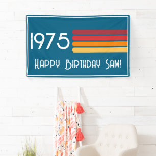 Banderoles Vintage 1975 Retro Stripe Sun 50e anniversaire