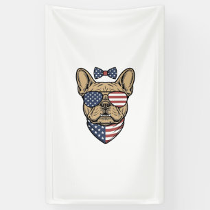 Banderoles Vintage Bulldog Français Patriote Vector Art_1