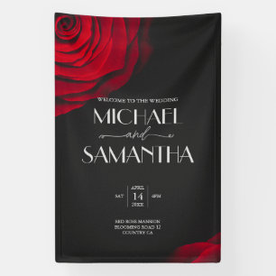 Banderoles Vintage écarlate rouge rose pétale mariage