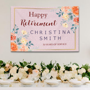 Banderoles Vintage Elégant Floral Aquarelle Parti de retraite