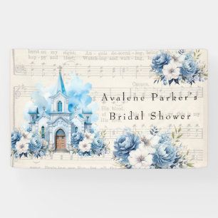 Banderoles Vintage musique Dusty Blue Peony Mariage de l'égli