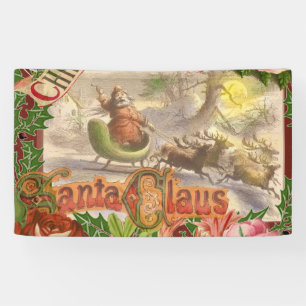 Banderoles Vintage Noël Père Noël Sleigh