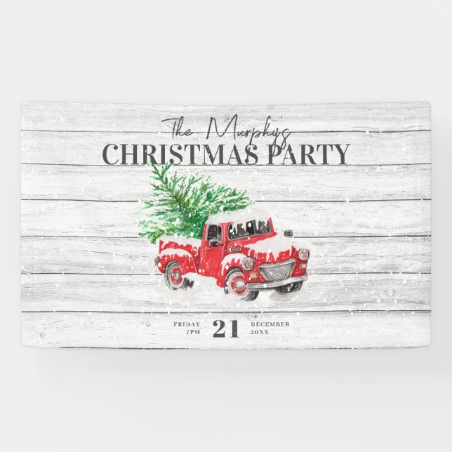 Banderoles Vintage Red Truck Famille Noël (Horizontal)