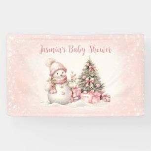 Banderoles Vintage Snowman rose Baby shower fille de Noël