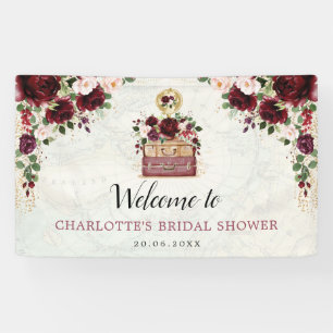 Banderoles Vintage voyage Burgundy Blush Fête des mariées flo