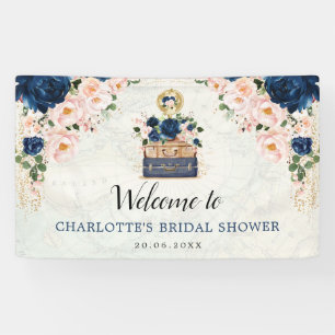 Banderoles Vintage voyage Marine Blush Fête des mariées flora