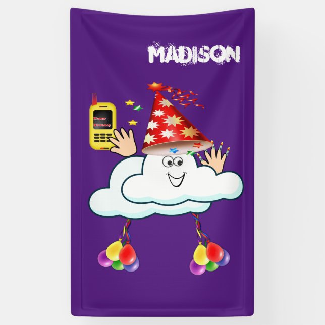 Banderoles Vinyl Happy Birthday Calendar IPhone Text Cloud (Vertical)