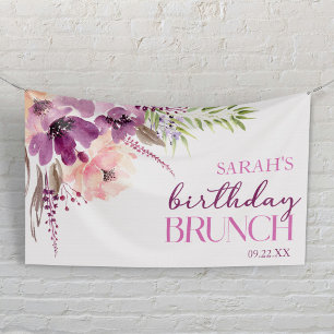 Banderoles Violet Magenta Violet Floral Fête d'anniversaire B