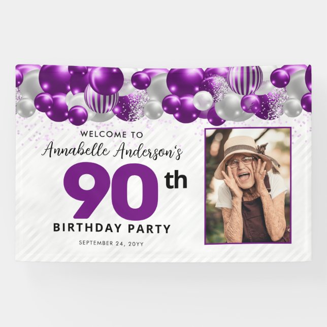 Banderoles Violet violet argenté Parties scintillant photo Bi (Horizontal)