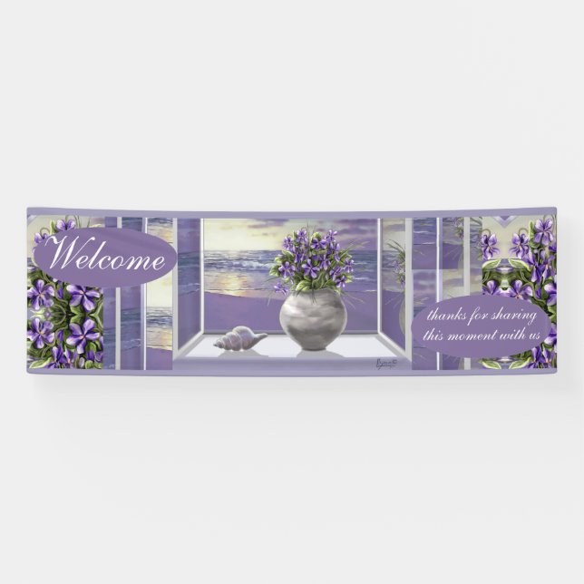 Banderoles Violettes dans un bocal de lune (Horizontal)