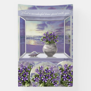 Banderoles violettes dans un pot de lune