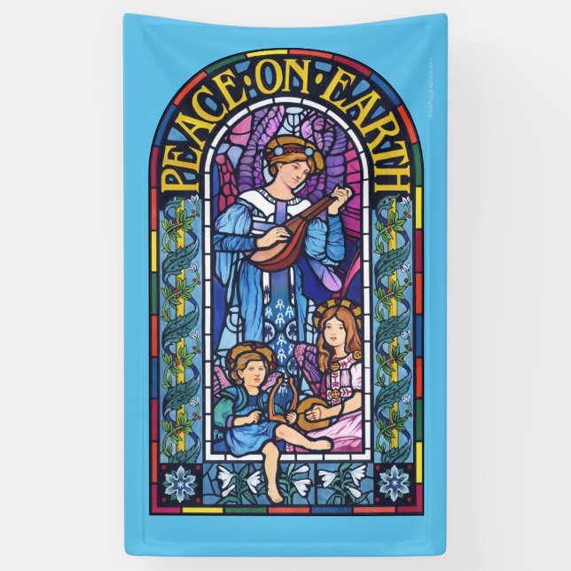 Banderoles Vitrail de Noël en vinyle de 5' x 3' (Vertical)