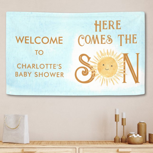 Banderoles Voici L'Accueil Du Baby shower Son Blue Sky (Créateur téléchargé)