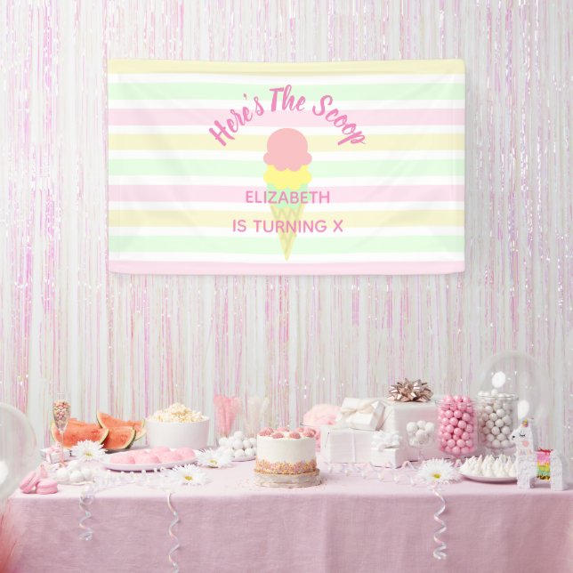 Banderoles Voici l'anniversaire d'été de la crème glacée Scoo (Fête)