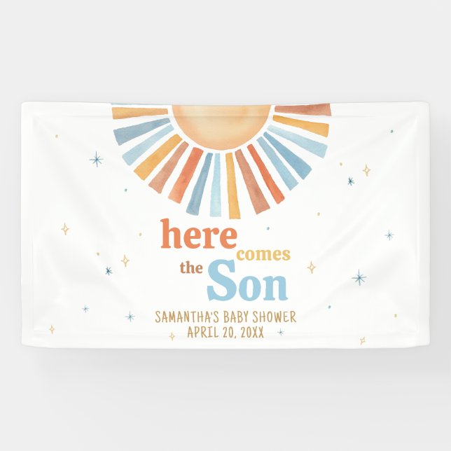 Banderoles Voici le Baby shower du Fils (Horizontal)