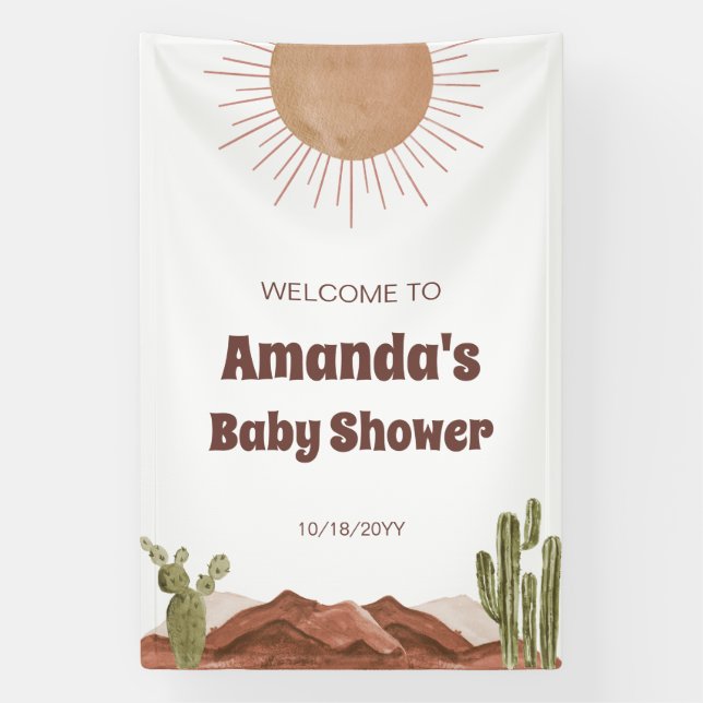 Banderoles Voici le soleil son Baby shower Bienvenue (Verticale)