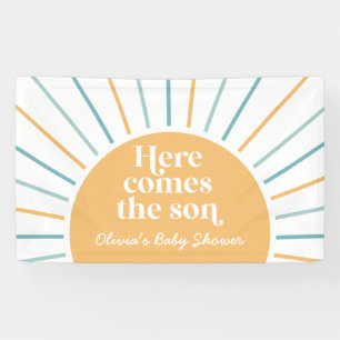 Banderoles Voici venir le fils Baby Shower Bohème Soleil