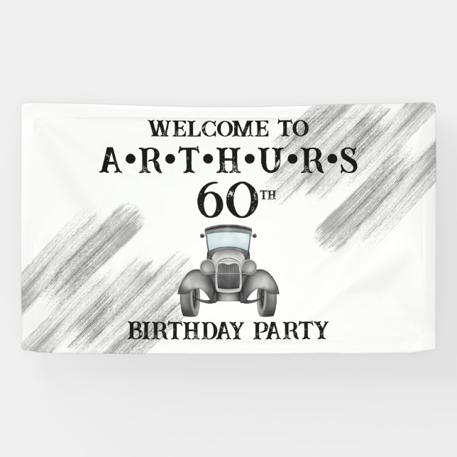 Banderoles Voiture Classic Retro Vintage Aquarelle Bienvenue (Horizontal)