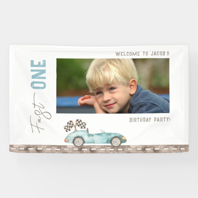 Banderoles Voiture de course Anniversaire Photo (Horizontal)