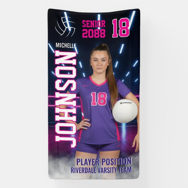 Banderoles Volleyball Player Senior Night Customized Photo (Verticale)