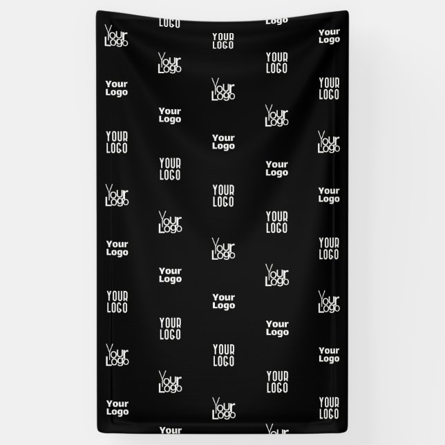 Banderoles Votre logo | 3 Logo Motif Design modifiable noir (Vertical)