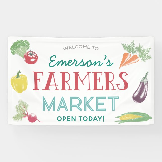 Banderoles Votre nom Farmers Market Birthday Party, n'importe (Horizontal)