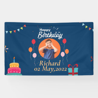 BANDEROLES VOTRE PHOTO ET VOTRE NOM ANNIVERSAIRE