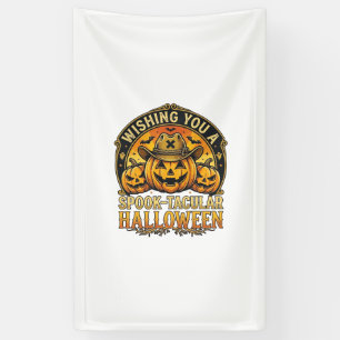 Banderoles Vous Souhaitant des Citrouilles de Halloween Cowbo