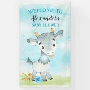 Banderoles Watercolor Boy Chèvre Baby shower Farm