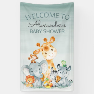 Banderoles Watercolor Cute Safari Jungle Baby shower