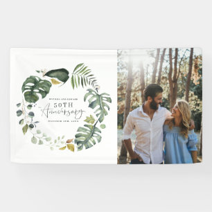 Banderoles Watercolor feuillage 50e anniversaire mariage