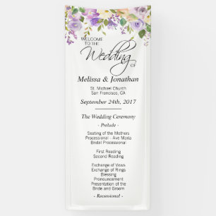 Banderoles Watercolor Floral Purple Lavender Wedding Programm