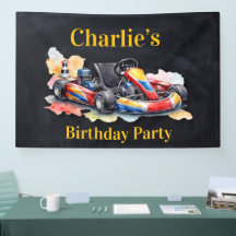 Watercolor Go Kart Boy Birthday Party
