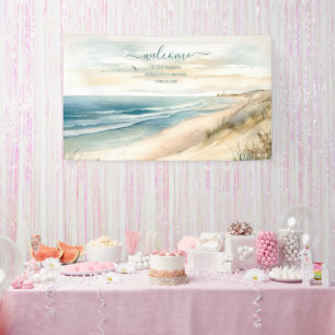 Banderoles Watercolor Summer Ocean Beach Mariage