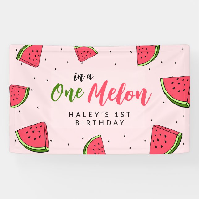 Banderoles Watermelon Cute One in a Melon 1st Baby Birthday (Horizontal)
