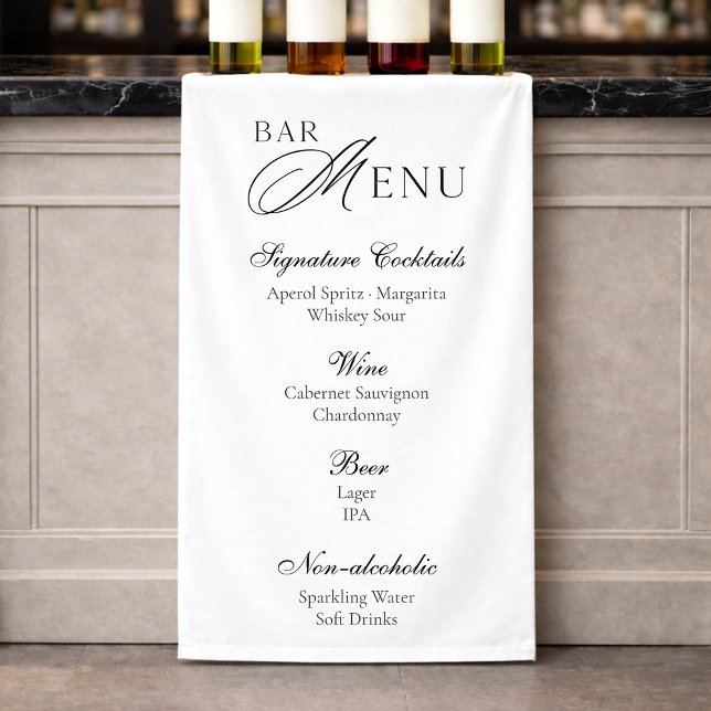 Banderoles Wedding Bar Menu | Modern Black & White Sign (Créateur téléchargé)