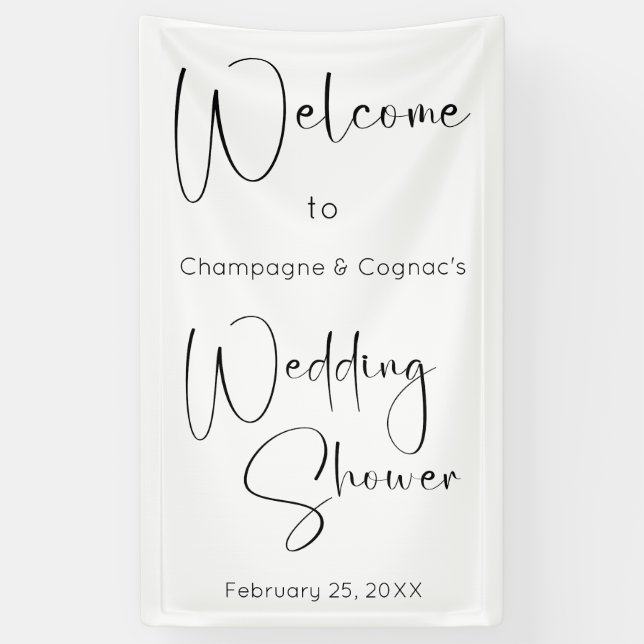 Banderoles Wedding shower de script moderne Bienvenue (Vertical)