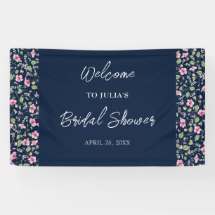Banderoles Wedding shower en fleur d'Hibiscus rose bleu marin
