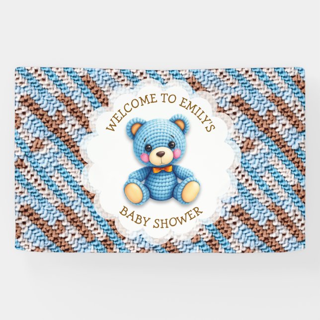 Banderoles Welcome to Baby Shower | Crochet Teddy Bear (Horizontal)