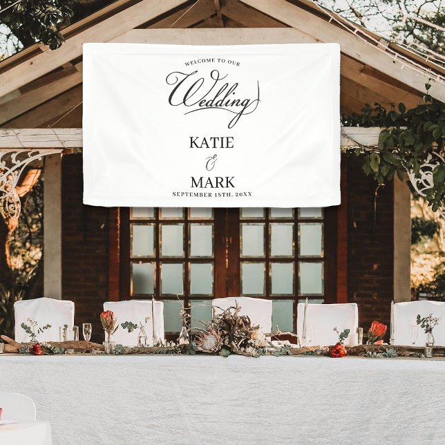 Banderoles Welcome To Our Wedding Calligraphy Hanging (Welcome To Our Wedding Calligraphy Hanging Banner)