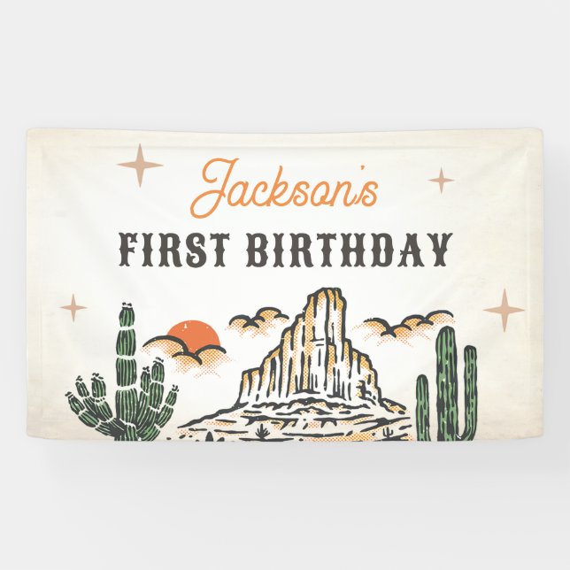 Banderoles Western Vintage Desert Premier Rodéo 1er Anniversa (Horizontal)