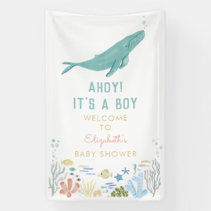 Banderoles Whale Ahoy ! C'est un Baby shower garçon Bienvenue