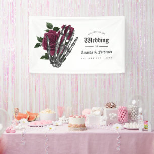 Banderoles Whimsical Bourgogne Floral Mariage gothique Bienve