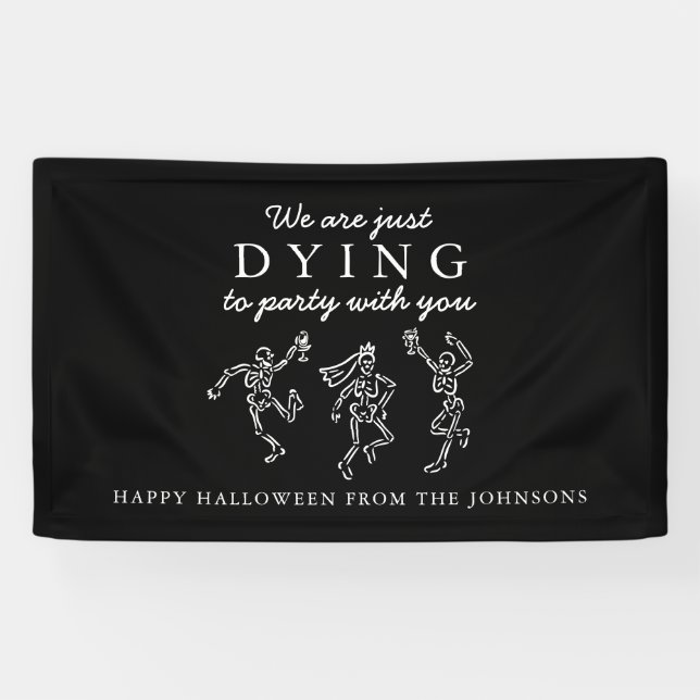 Banderoles Whimsical Hand Drawn Skeletons Halloween Party (Horizontal)