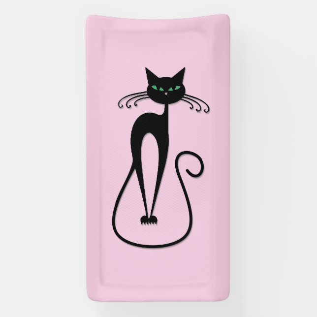 Banderoles Whimsical Skinny Chat noir rose (Verticale)