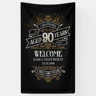 Banderoles Whiskey Mens Funny 90e anniversaire