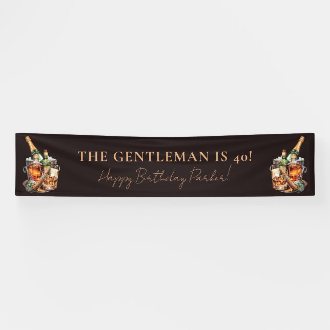 Banderoles Whisky et Cigar pour l'anniversaire masculin perso (Horizontal)